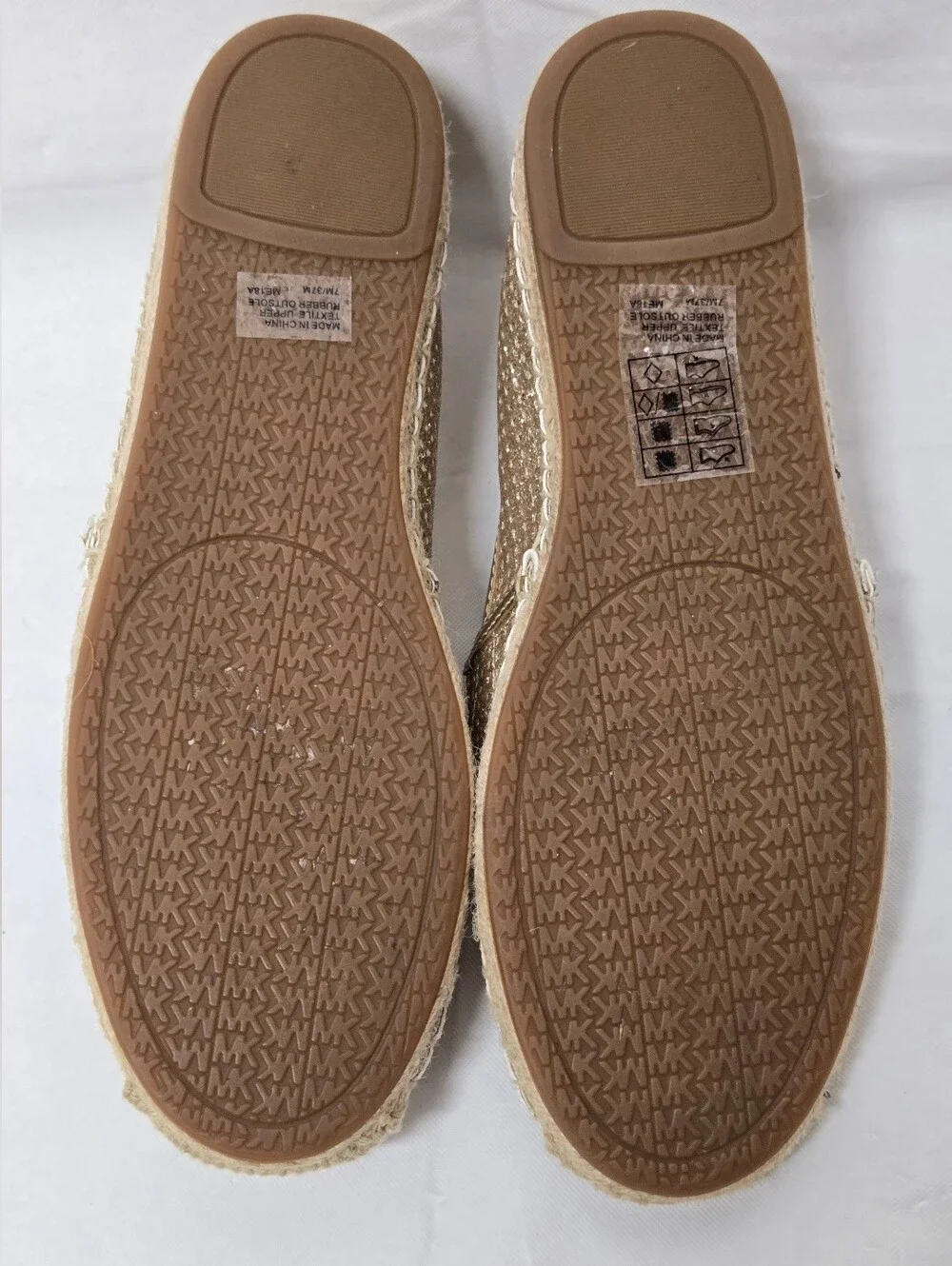 Michael Michael Kors Gold Matallic Flats Shoes Perforated Espadrille Slip On 7
